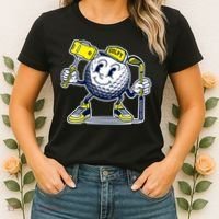 Funny Retro Cartoon Golf Ball Taking Selfie Women's T-Shirt thumb 2