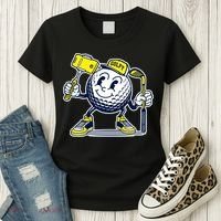 Funny Retro Cartoon Golf Ball Taking Selfie Women's T-Shirt thumb 3