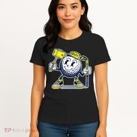 Funny Retro Cartoon Golf Ball Taking Selfie Women's T-Shirt thumb 4