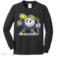 Funny Retro Cartoon Golf Ball Taking Selfie Kids Long Sleeve Shirt thumb 0