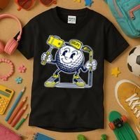 Funny Retro Cartoon Golf Ball Taking Selfie Kids T-Shirt thumb 3