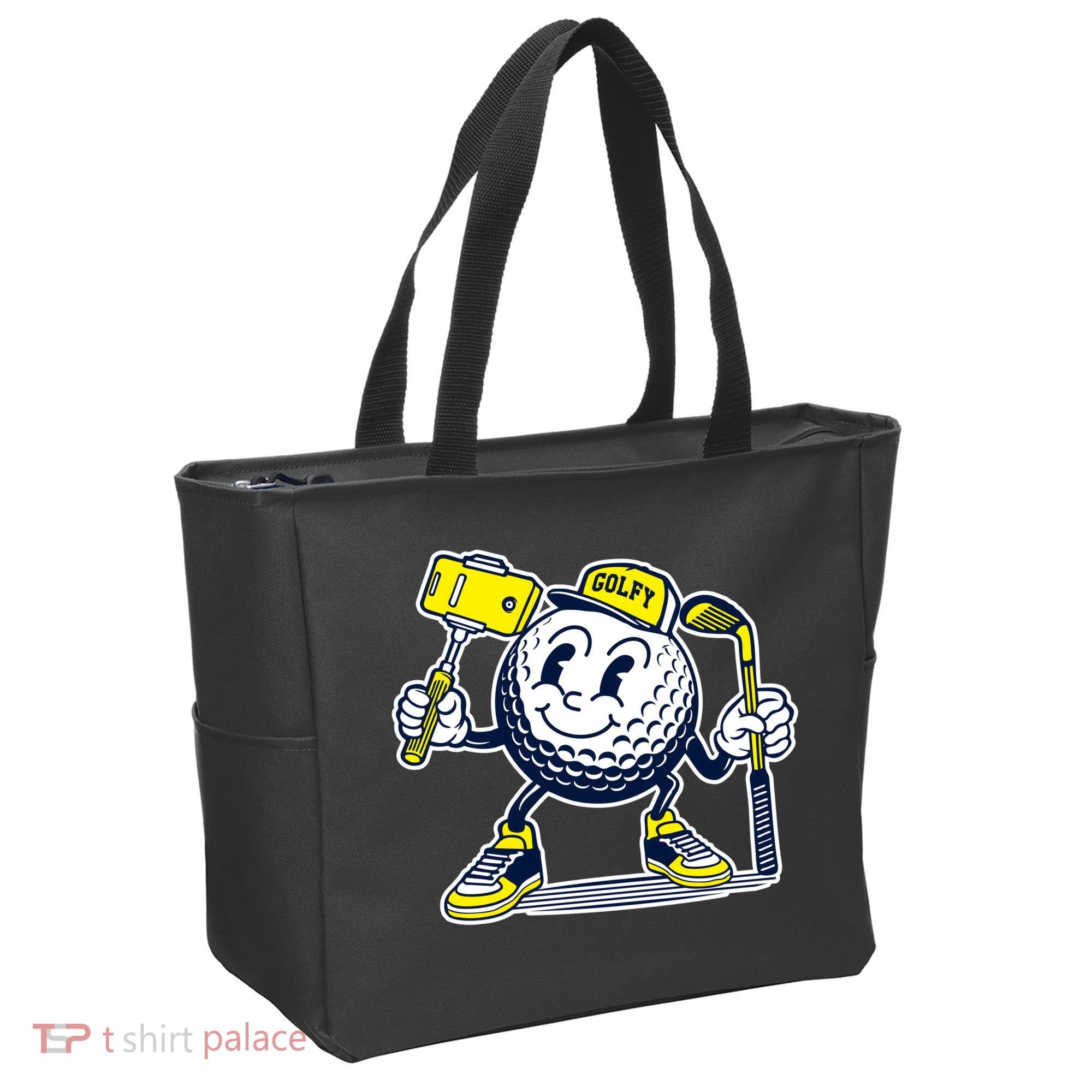 Funny Retro Cartoon Golf Ball Taking Selfie Tote Bag