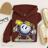 Funny Retro Cartoon Golf Ball Taking Selfie Hoodie thumb 4