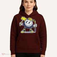 Funny Retro Cartoon Golf Ball Taking Selfie Hoodie thumb 5
