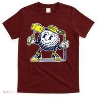 Funny Retro Cartoon Golf Ball Taking Selfie T-Shirt thumb 0