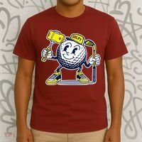 Funny Retro Cartoon Golf Ball Taking Selfie T-Shirt thumb 3