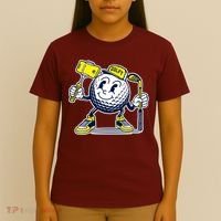 Funny Retro Cartoon Golf Ball Taking Selfie T-Shirt thumb 4