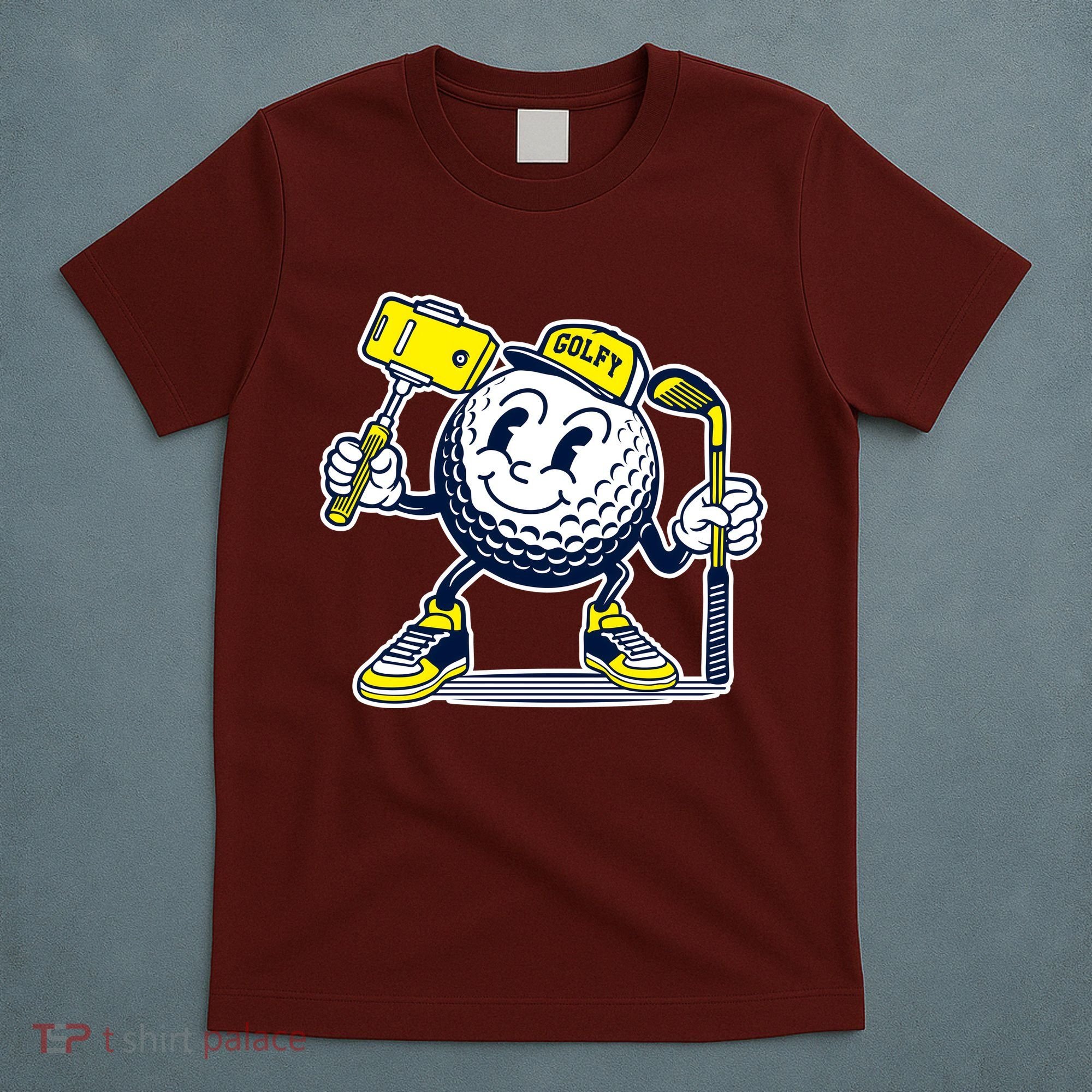 Funny Retro Cartoon Golf Ball Taking Selfie T-Shirt
