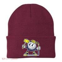 Funny Retro Cartoon Golf Ball Taking Selfie Beanie thumb 0