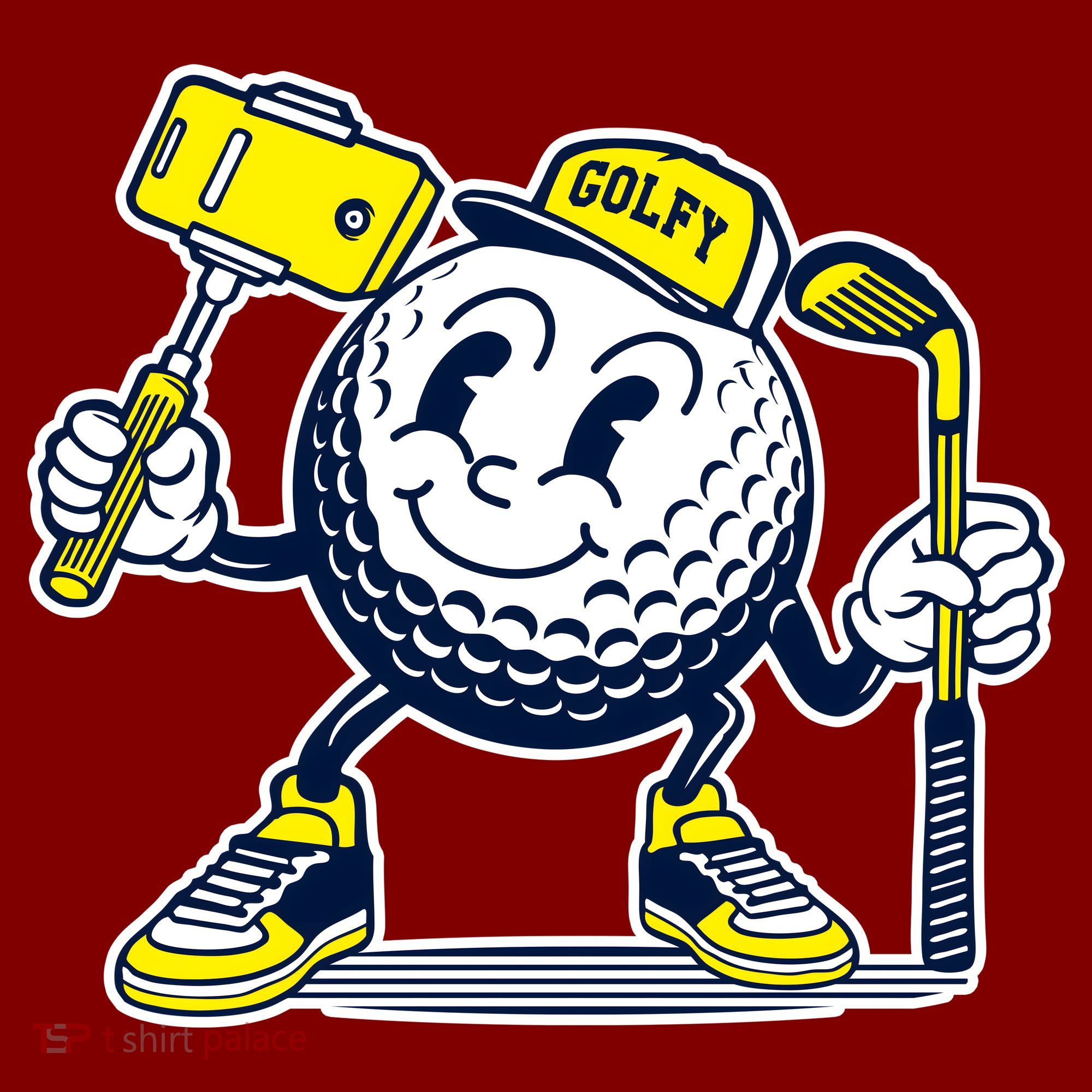 Funny Retro Cartoon Golf Ball Taking Selfie Mousepad