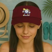 Funny Retro Cartoon Golf Ball Taking Selfie Visor thumb 2