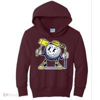 Funny Retro Cartoon Golf Ball Taking Selfie Kids Hoodie thumb 0