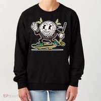 Funny Retro Cartoon Skateboarding Golf Ball Women's Sweatshirt thumb 0