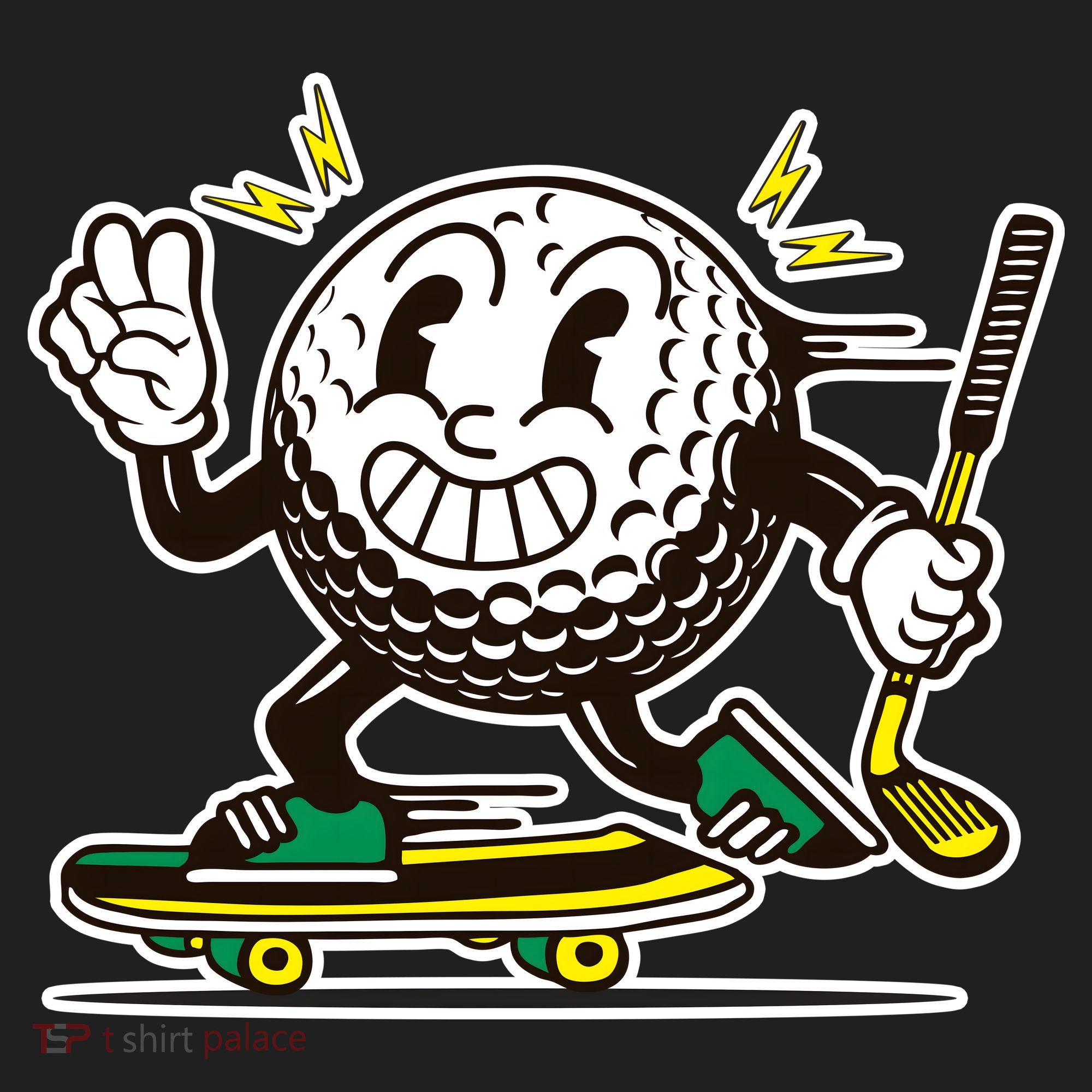 Funny Retro Cartoon Skateboarding Golf Ball Women's Sweatshirt
