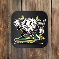 Funny Retro Cartoon Skateboarding Golf Ball Coaster thumb 0