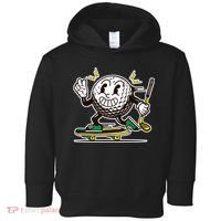 Funny Retro Cartoon Skateboarding Golf Ball Toddler Hoodie thumb 0