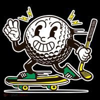 Funny Retro Cartoon Skateboarding Golf Ball Toddler Hoodie thumb 2