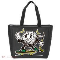 Funny Retro Cartoon Skateboarding Golf Ball Tote Bag thumb 0