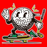 Funny Retro Cartoon Skateboarding Golf Ball Santa Hat thumb 1