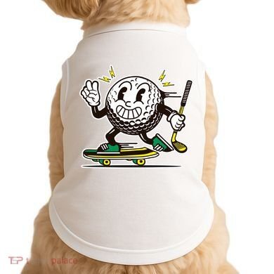 Funny Retro Cartoon Skateboarding Golf Ball Doggie Tank