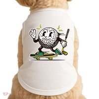 Funny Retro Cartoon Skateboarding Golf Ball Doggie Tank thumb 0