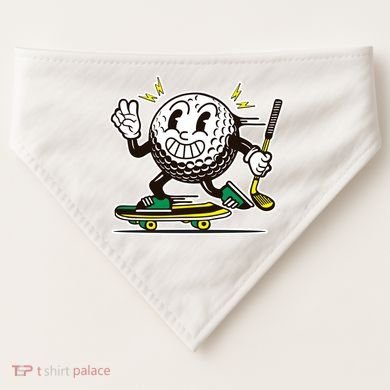 Funny Retro Cartoon Skateboarding Golf Ball USA-Made Doggie Bandana
