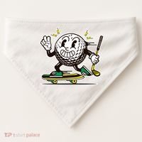 Funny Retro Cartoon Skateboarding Golf Ball USA-Made Doggie Bandana thumb 0