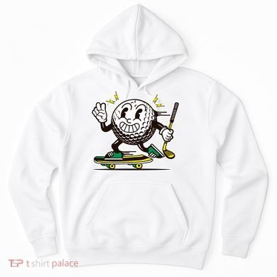 Funny Retro Cartoon Skateboarding Golf Ball Hoodie