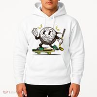 Funny Retro Cartoon Skateboarding Golf Ball Hoodie thumb 2