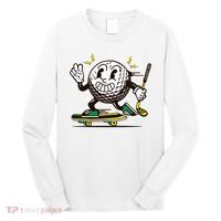 Funny Retro Cartoon Skateboarding Golf Ball Long Sleeve Shirt thumb 0
