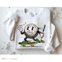Funny Retro Cartoon Skateboarding Golf Ball Sweatshirt thumb 2