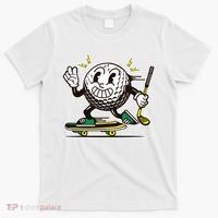 Funny Retro Cartoon Skateboarding Golf Ball T-Shirt thumb 0