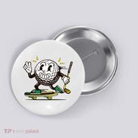 Funny Retro Cartoon Skateboarding Golf Ball Button thumb 0