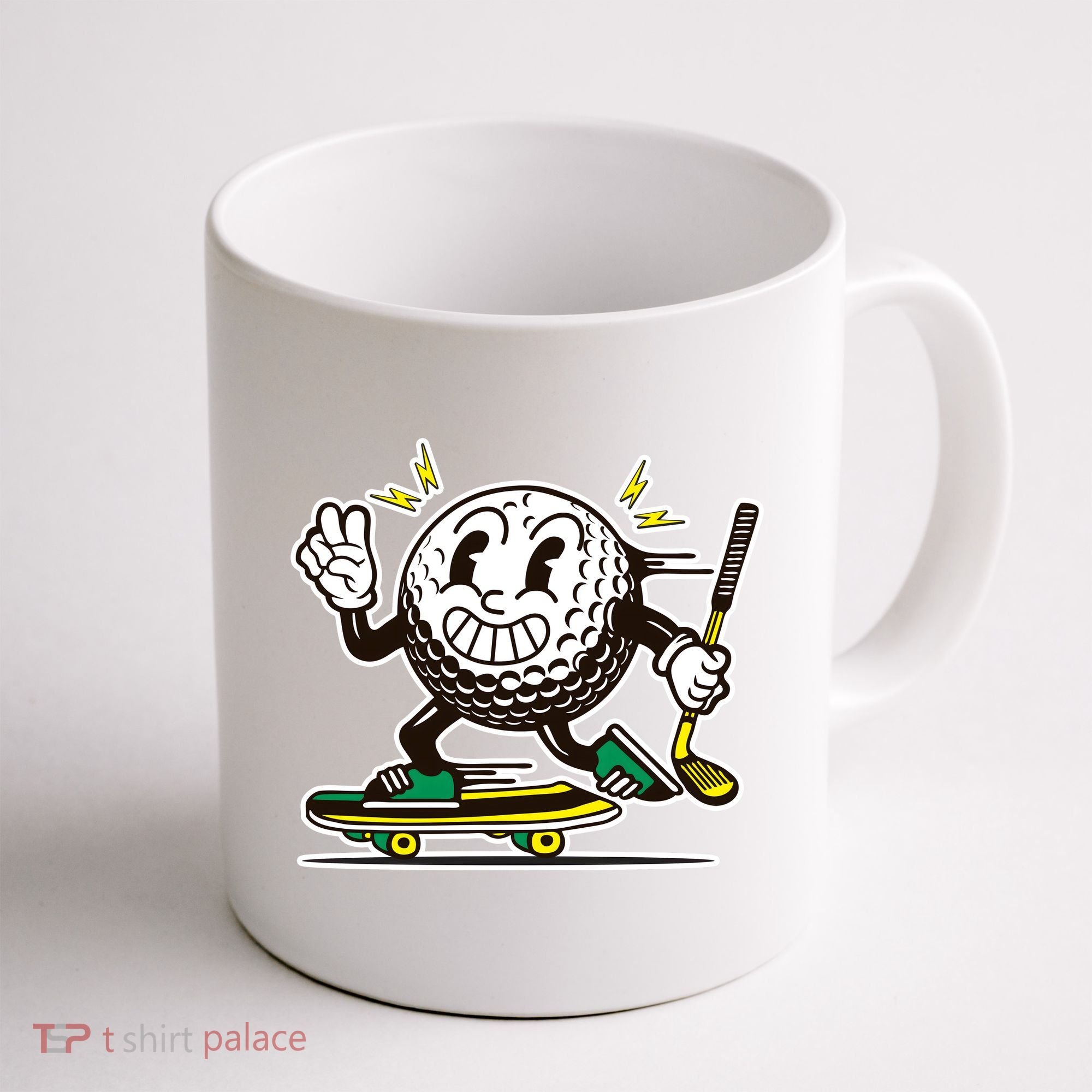 Funny Retro Cartoon Skateboarding Golf Ball Coffee Mug