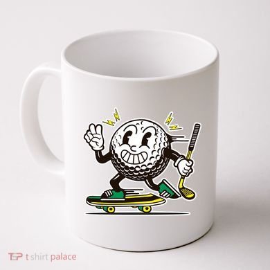 Funny Retro Cartoon Skateboarding Golf Ball Coffee Mug