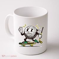 Funny Retro Cartoon Skateboarding Golf Ball Coffee Mug thumb 0