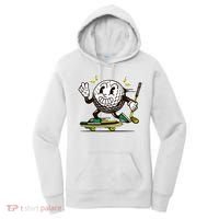 Funny Retro Cartoon Skateboarding Golf Ball Women's Hoodie thumb 0