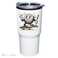 Funny Retro Cartoon Skateboarding Golf Ball Tumbler thumb 0