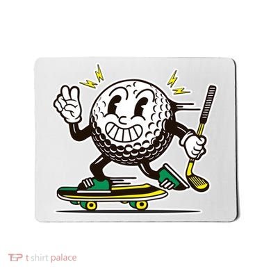 Funny Retro Cartoon Skateboarding Golf Ball Mousepad
