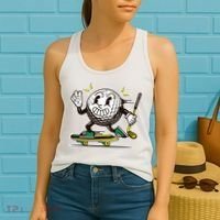 Funny Retro Cartoon Skateboarding Golf Ball Women's Tank Top thumb 2