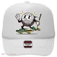 Funny Retro Cartoon Skateboarding Golf Ball Hat thumb 0