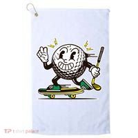 Funny Retro Cartoon Skateboarding Golf Ball Golf Towel thumb 0