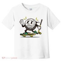 Funny Retro Cartoon Skateboarding Golf Ball Toddler T-Shirt thumb 0