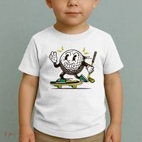 Funny Retro Cartoon Skateboarding Golf Ball Toddler T-Shirt thumb 2