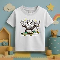 Funny Retro Cartoon Skateboarding Golf Ball Toddler T-Shirt thumb 3