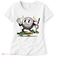 Funny Retro Cartoon Skateboarding Golf Ball Women's T-Shirt thumb 0