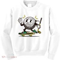 Funny Retro Cartoon Skateboarding Golf Ball Kids Sweatshirt thumb 0