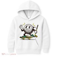 Funny Retro Cartoon Skateboarding Golf Ball Kids Hoodie thumb 0