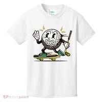 Funny Retro Cartoon Skateboarding Golf Ball Kids T-Shirt thumb 0