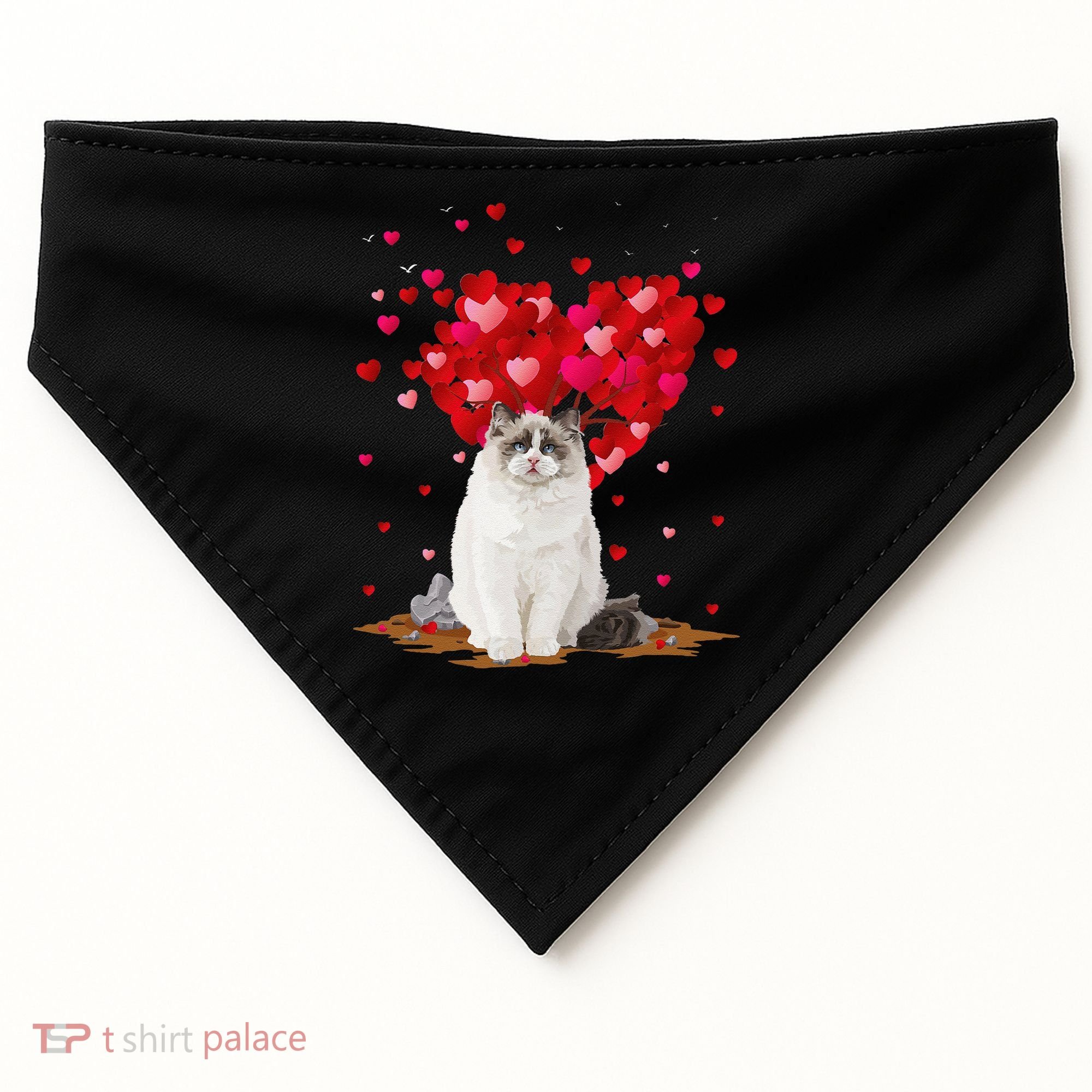 Funny Ragdoll Cat Animal Lover Ragdoll Cat Valentine's Day USA-Made Doggie Bandana